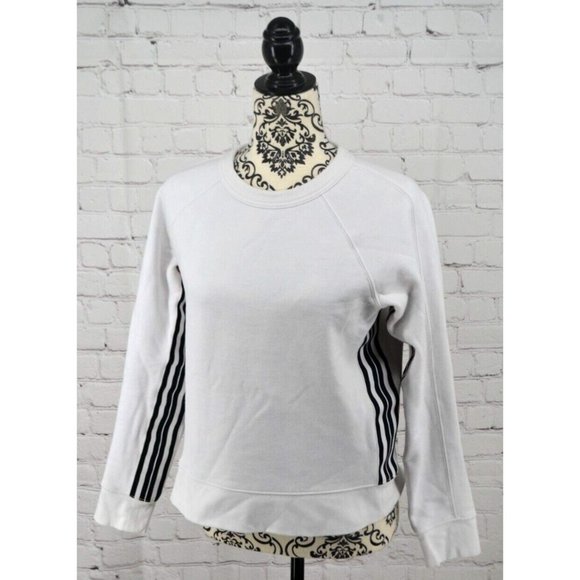 ATHLETA Women's 24/7 Striped Crewneck Sweatshirt SIZE SMALL White / Black - Picture 2 of 6